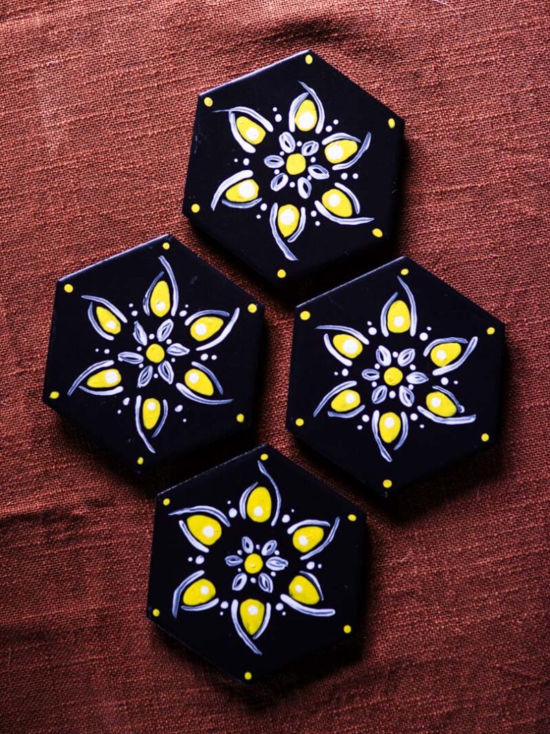 Handpainted coasters.