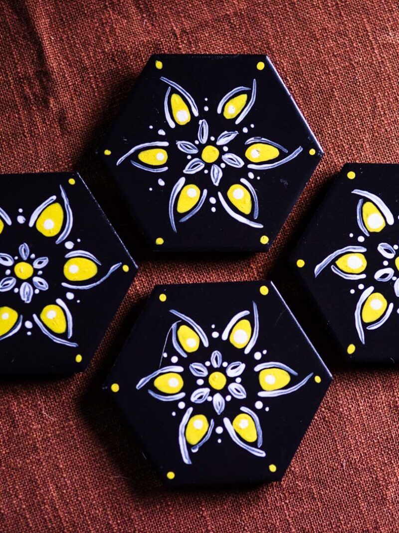 Handpainted coasters.