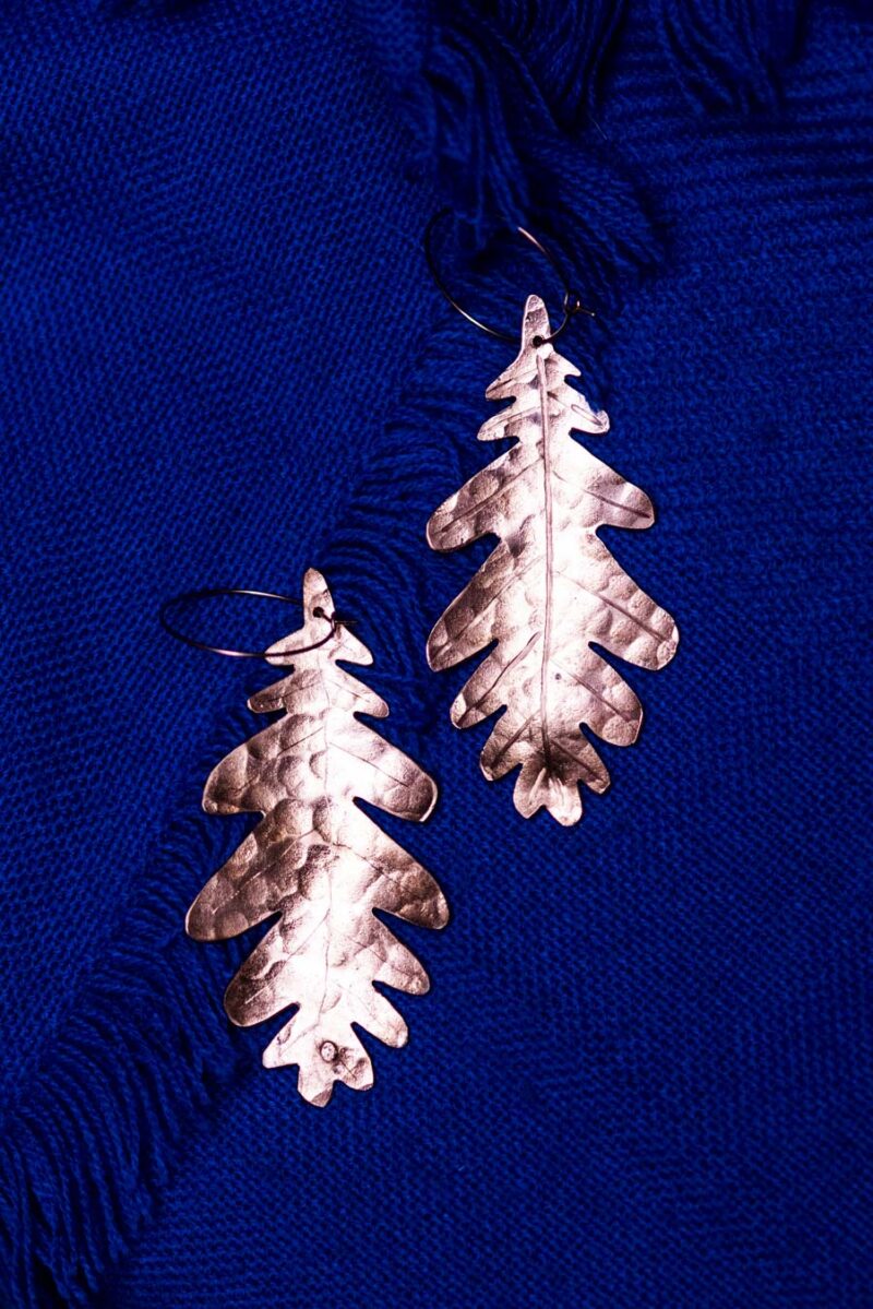 Oak Leaf Earrings "Skogsek" – Copper - Image 3