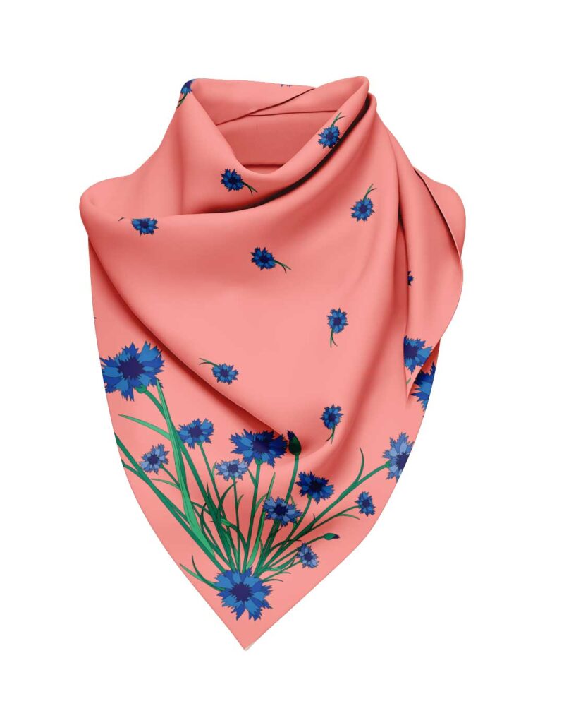 Wool Silk Scarf "Landskapsblommor, Blåklint, Östergötland" 75x75 cm - Image 12