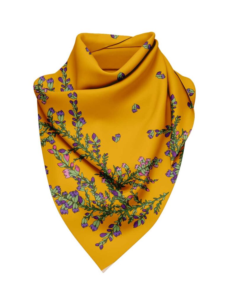 Wool Silk Scarf "Landskapsblommor, Ljung, Västergötland" 75x75 cm - Image 6