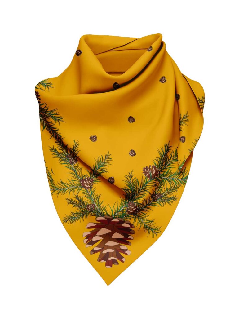 Wool Silk Scarf "Landskapsblommor, Tall, Hälsingland" 75x75 cm - Image 6