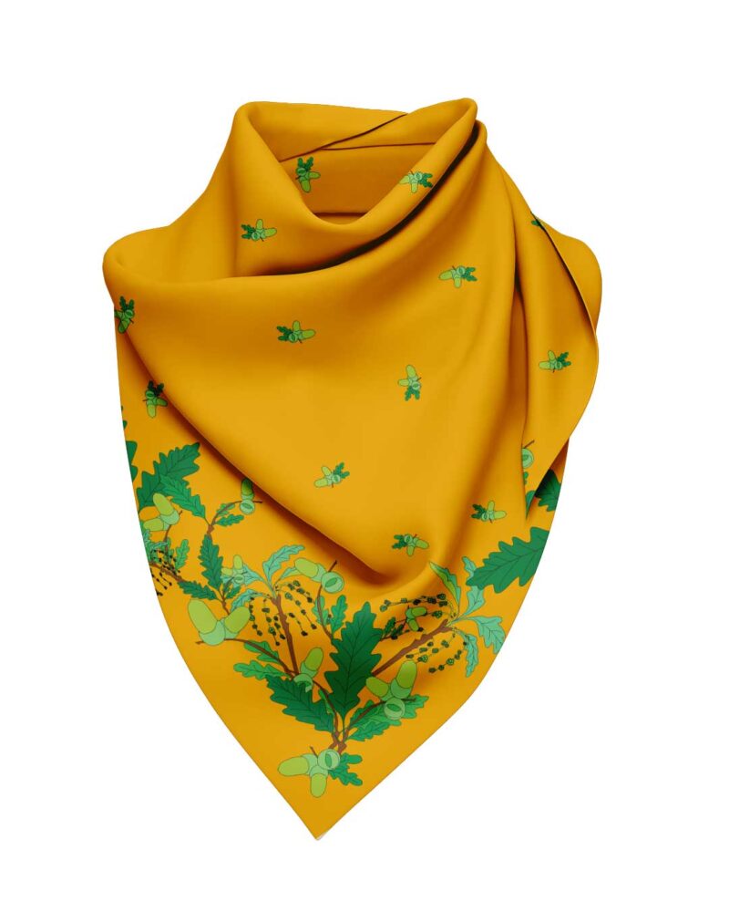 Wool Silk Scarf "Landskapsblommor, Ek, Blekinge" 75x75 cm - Image 6