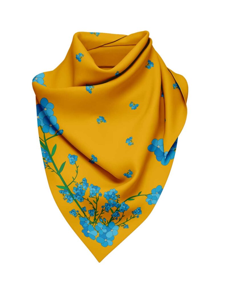 Wool Silk Scarf "Landskapsblommor, Förgätmigej, Dalsland" 75x75 cm - Image 5