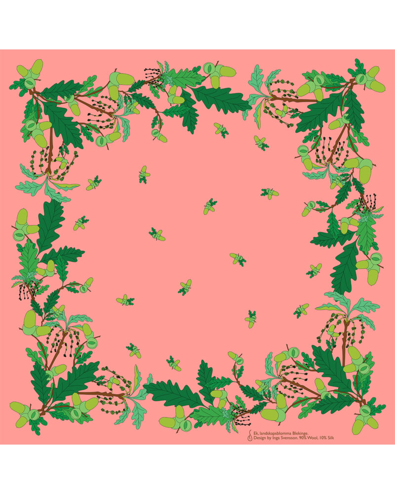 Wool Silk Scarf "Landskapsblommor, Ek, Blekinge" 75x75 cm - Image 13