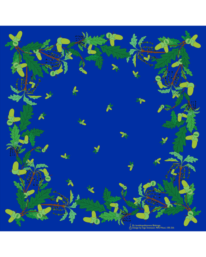 Wool Silk Scarf "Landskapsblommor, Ek, Blekinge" 75x75 cm - Image 11