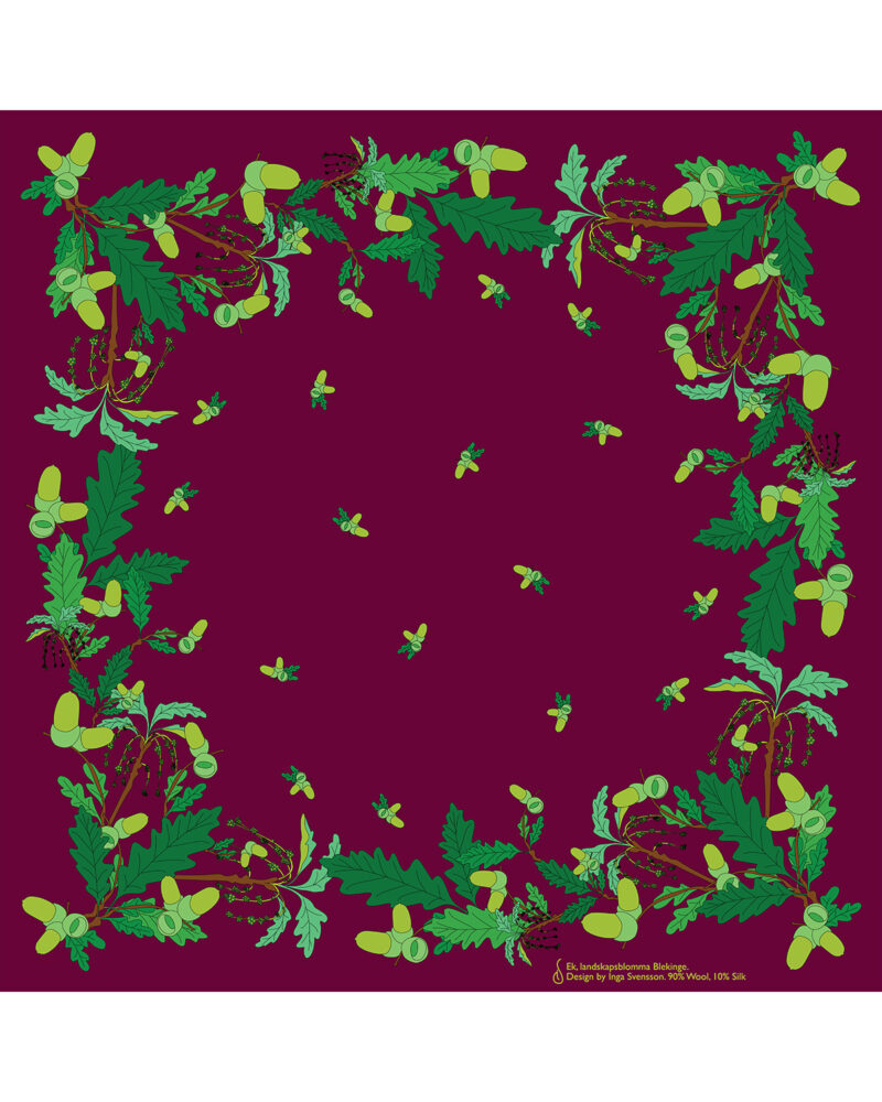 Wool Silk Scarf "Landskapsblommor, Ek, Blekinge" 75x75 cm - Image 9