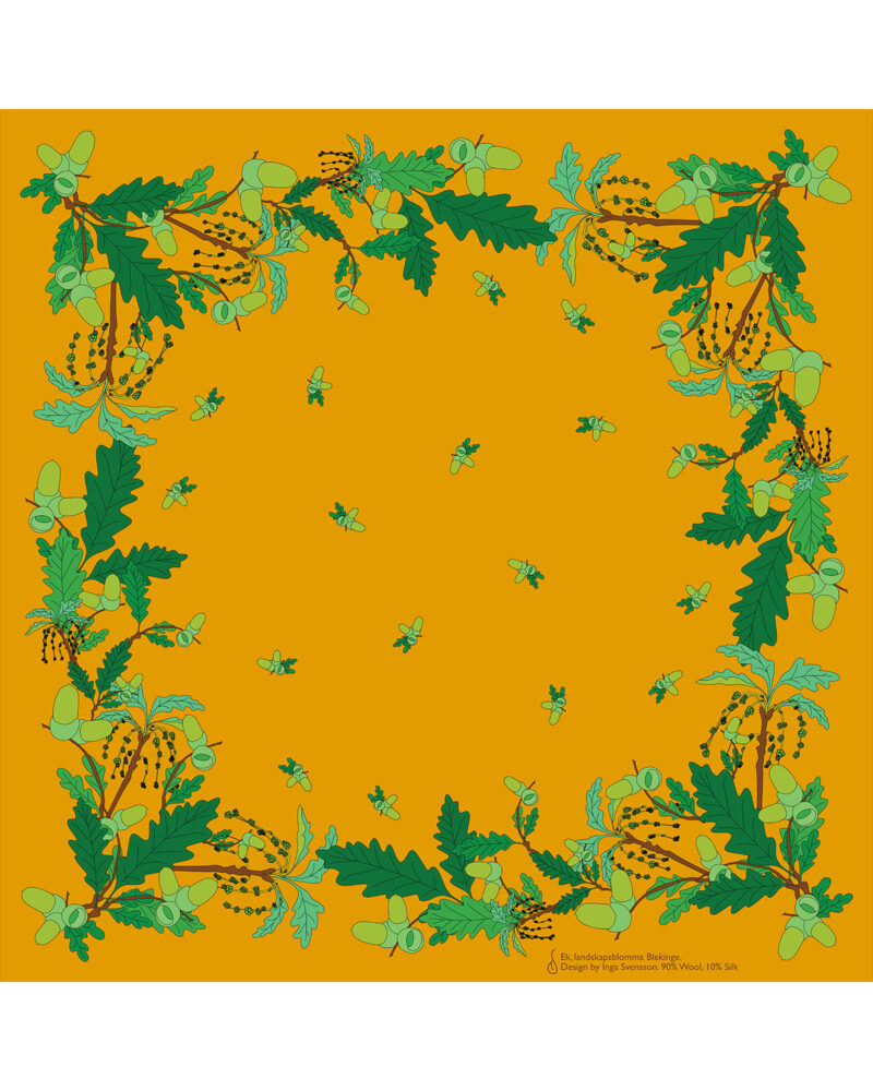 Wool Silk Scarf "Landskapsblommor, Ek, Blekinge" 75x75 cm - Image 7