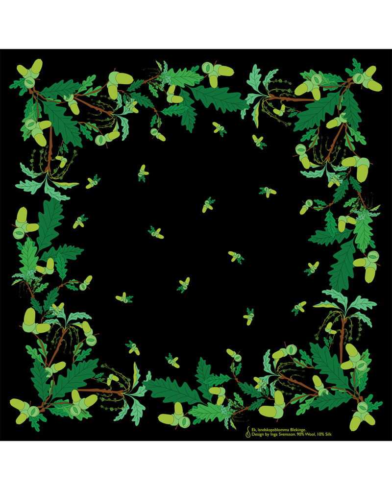 Wool Silk Scarf "Landskapsblommor, Ek, Blekinge" 75x75 cm - Image 5