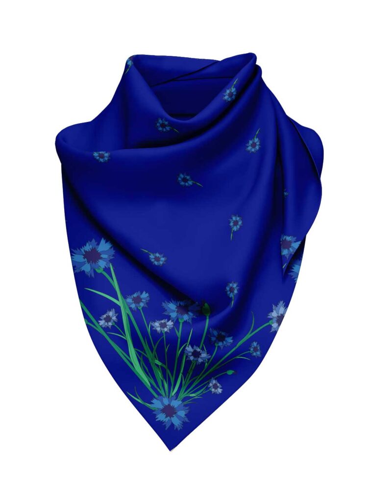 Wool Silk Scarf "Landskapsblommor, Blåklint, Östergötland" 75x75 cm - Image 10