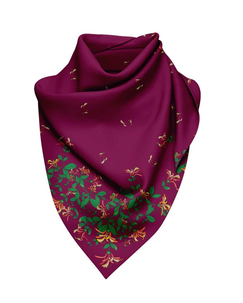 Wool Silk Scarf "Landskapsblommor, Vildkaprifol, Bohuslän" 75x75 cm - Image 7