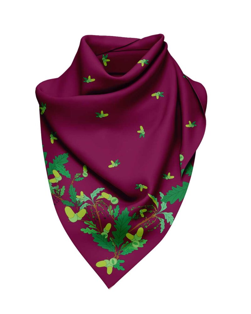 Wool Silk Scarf "Landskapsblommor, Ek, Blekinge" 75x75 cm - Image 8