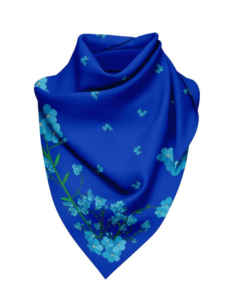 Wool Silk Scarf "Landskapsblommor, Förgätmigej, Dalsland" 75x75 cm - Image 9