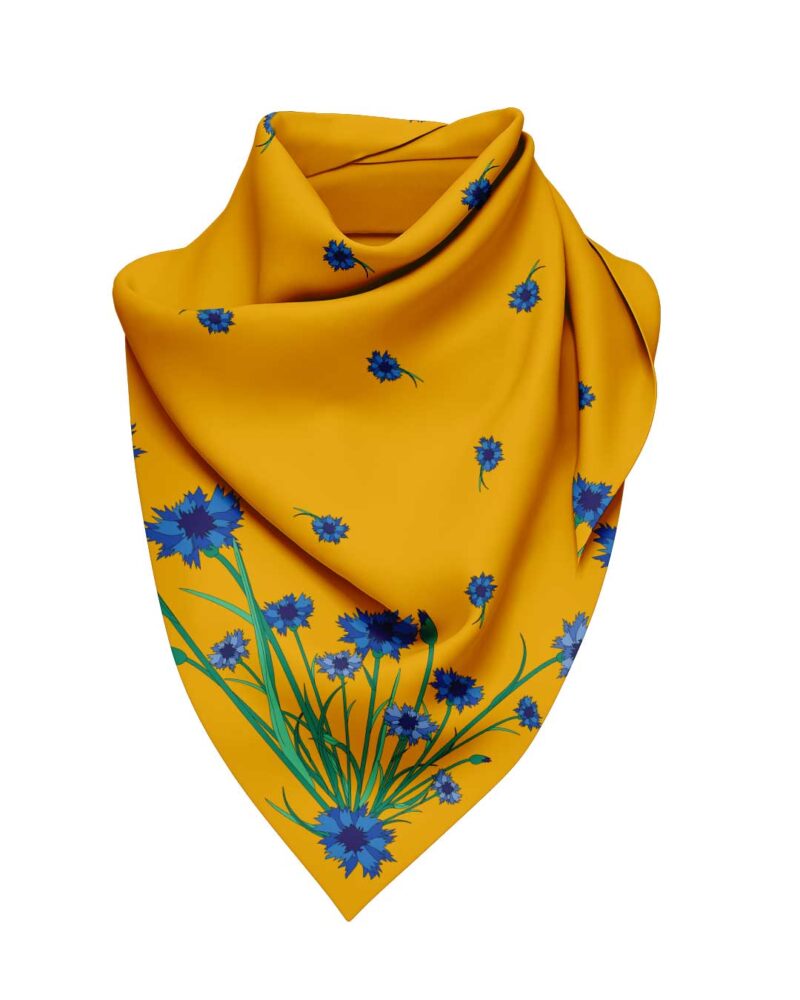 Wool Silk Scarf "Landskapsblommor, Blåklint, Östergötland" 75x75 cm - Image 6