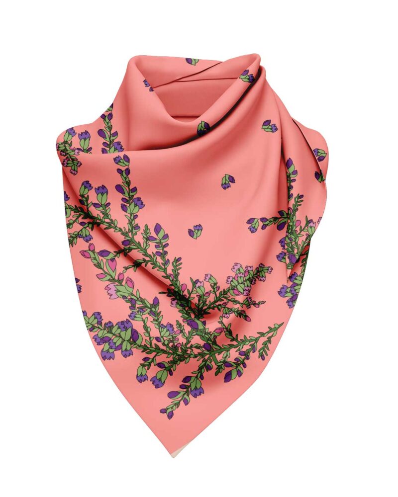 Wool Silk Scarf "Landskapsblommor, Ljung, Västergötland" 75x75 cm - Image 12