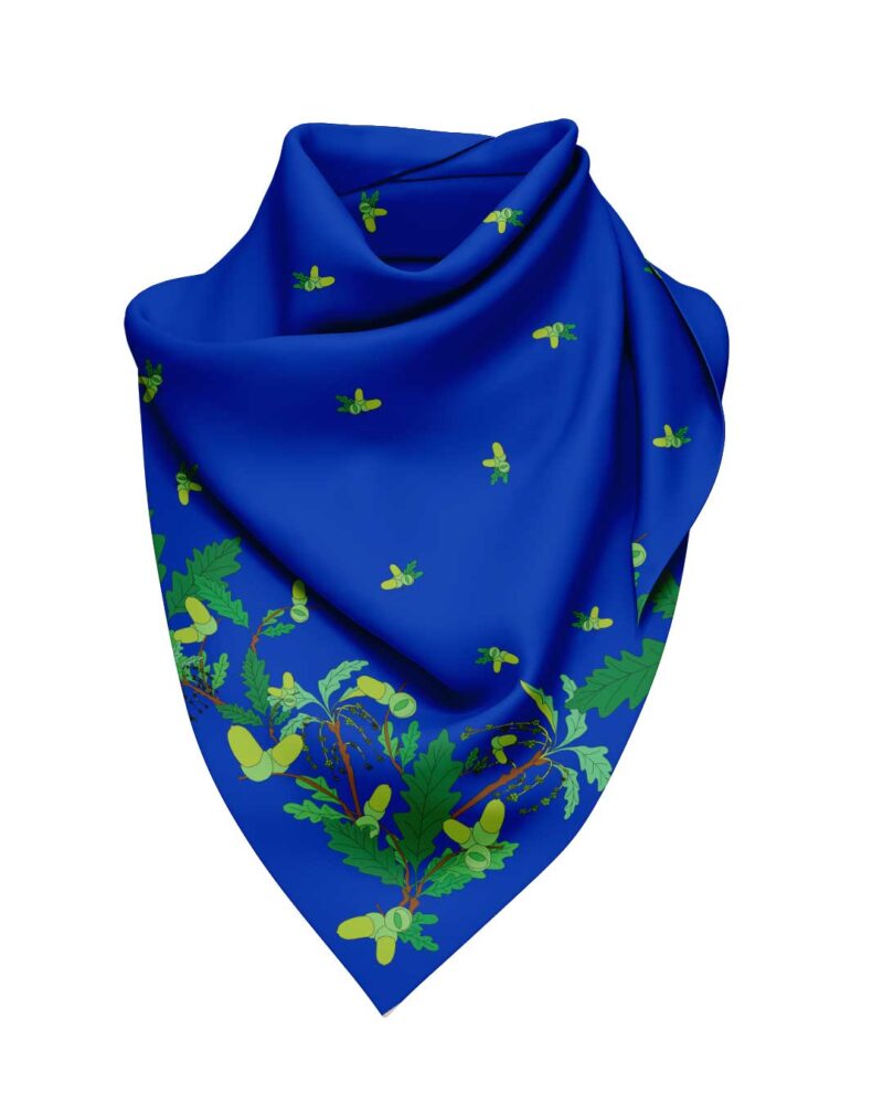 Wool Silk Scarf "Landskapsblommor, Ek, Blekinge" 75x75 cm - Image 10