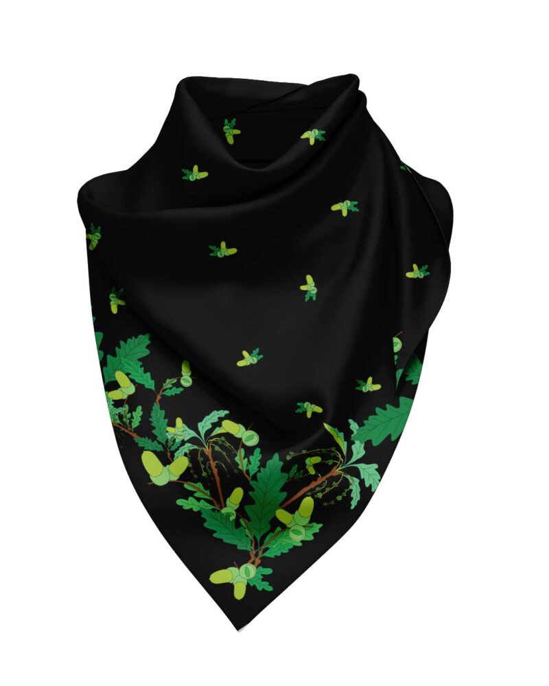 Wool Silk Scarf "Landskapsblommor, Ek, Blekinge" 75x75 cm - Image 4