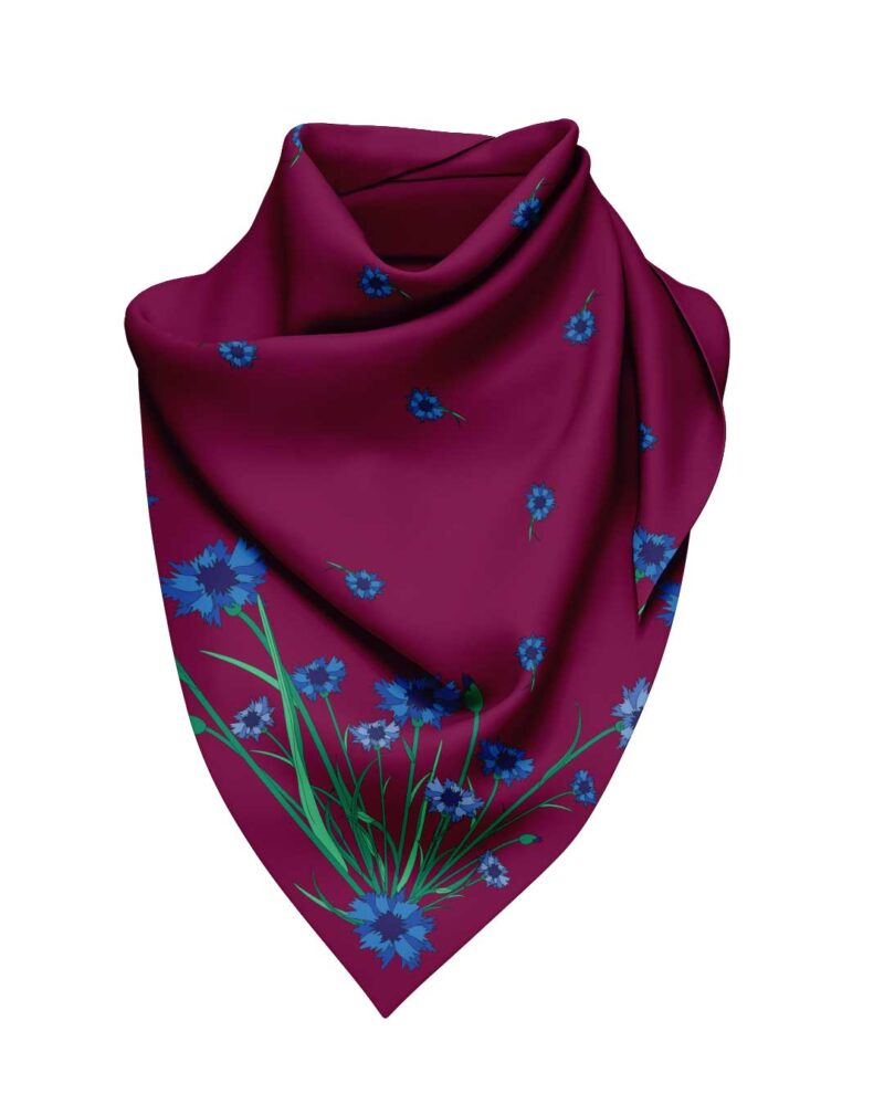 Wool Silk Scarf "Landskapsblommor, Blåklint, Östergötland" 75x75 cm - Image 8