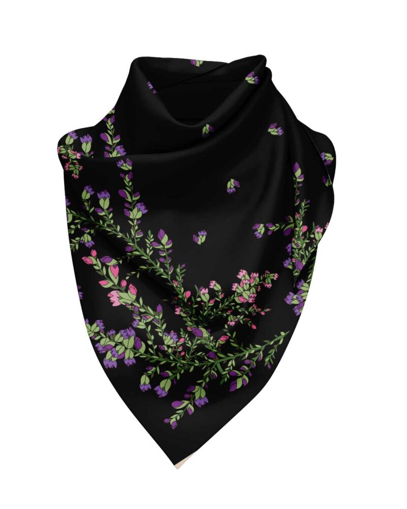 Wool Silk Scarf "Landskapsblommor, Ljung, Västergötland" 75x75 cm - Image 4