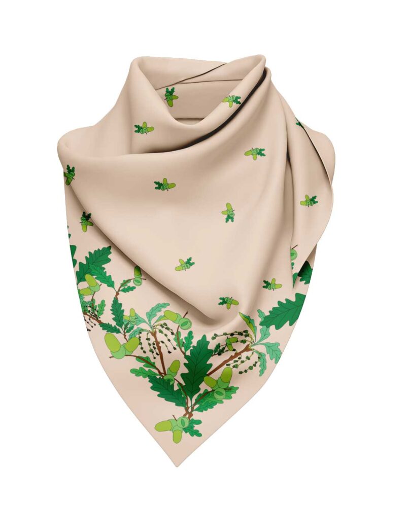 Wool Silk Scarf "Landskapsblommor, Ek, Blekinge" 75x75 cm - Image 2