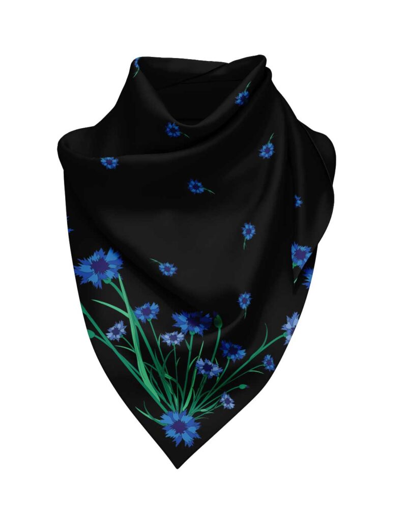 Wool Silk Scarf "Landskapsblommor, Blåklint, Östergötland" 75x75 cm - Image 4