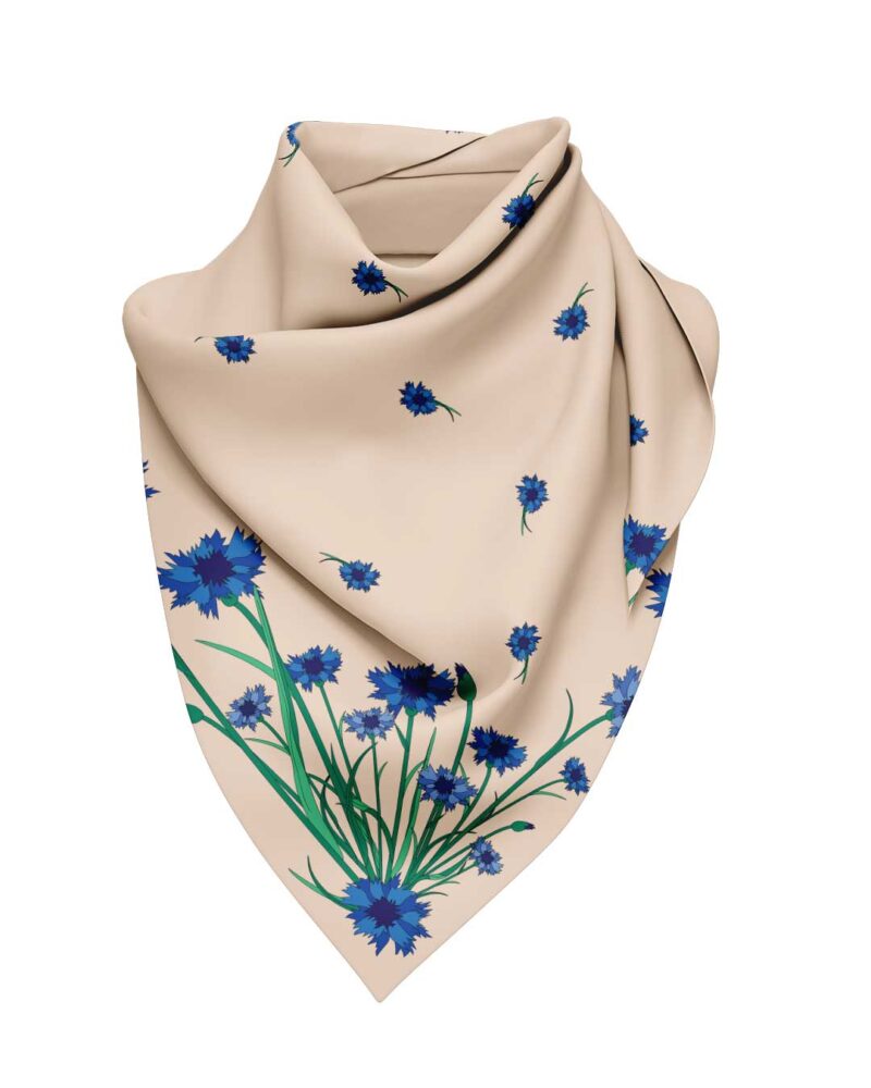 Wool Silk Scarf "Landskapsblommor, Blåklint, Östergötland" 75x75 cm - Image 2