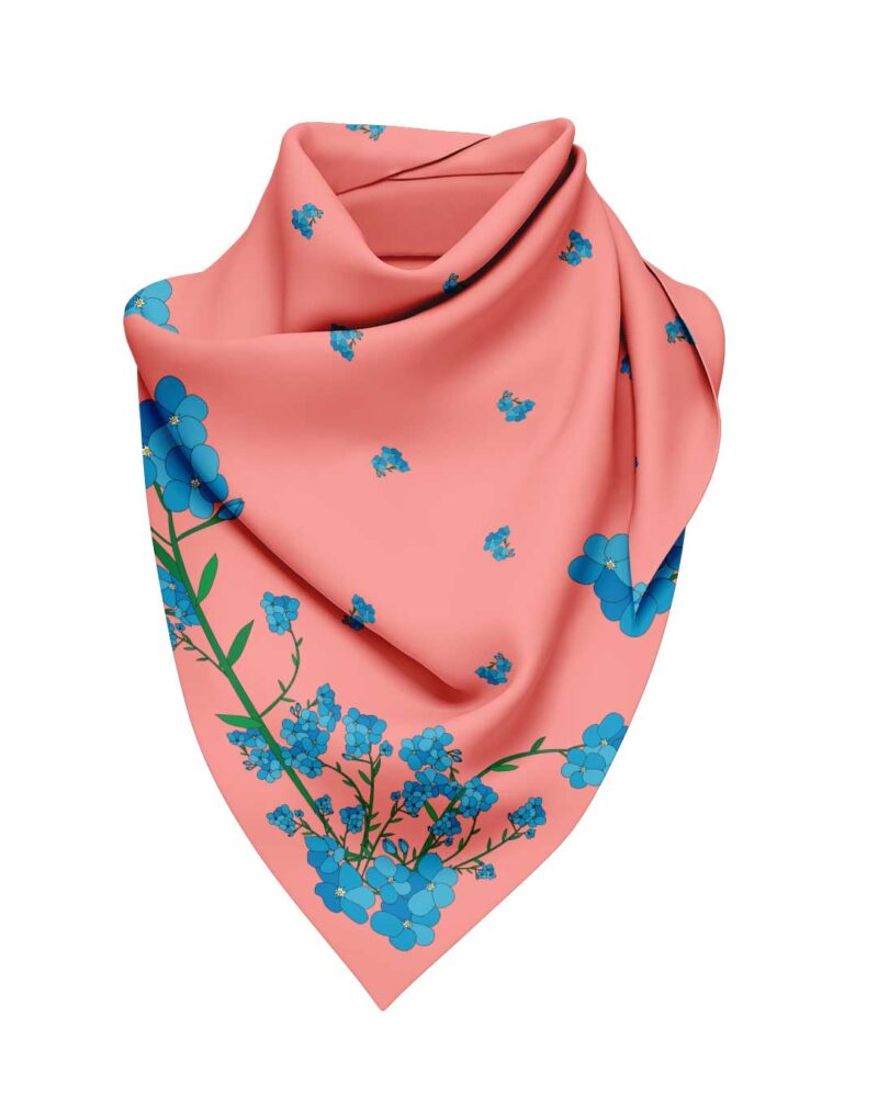 Wool Silk Scarf "Landskapsblommor, Förgätmigej, Dalsland" 75x75 cm - Image 11