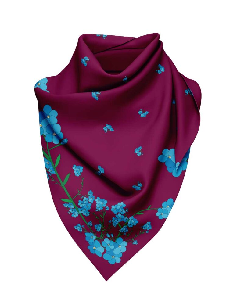 Wool Silk Scarf "Landskapsblommor, Förgätmigej, Dalsland" 75x75 cm - Image 7