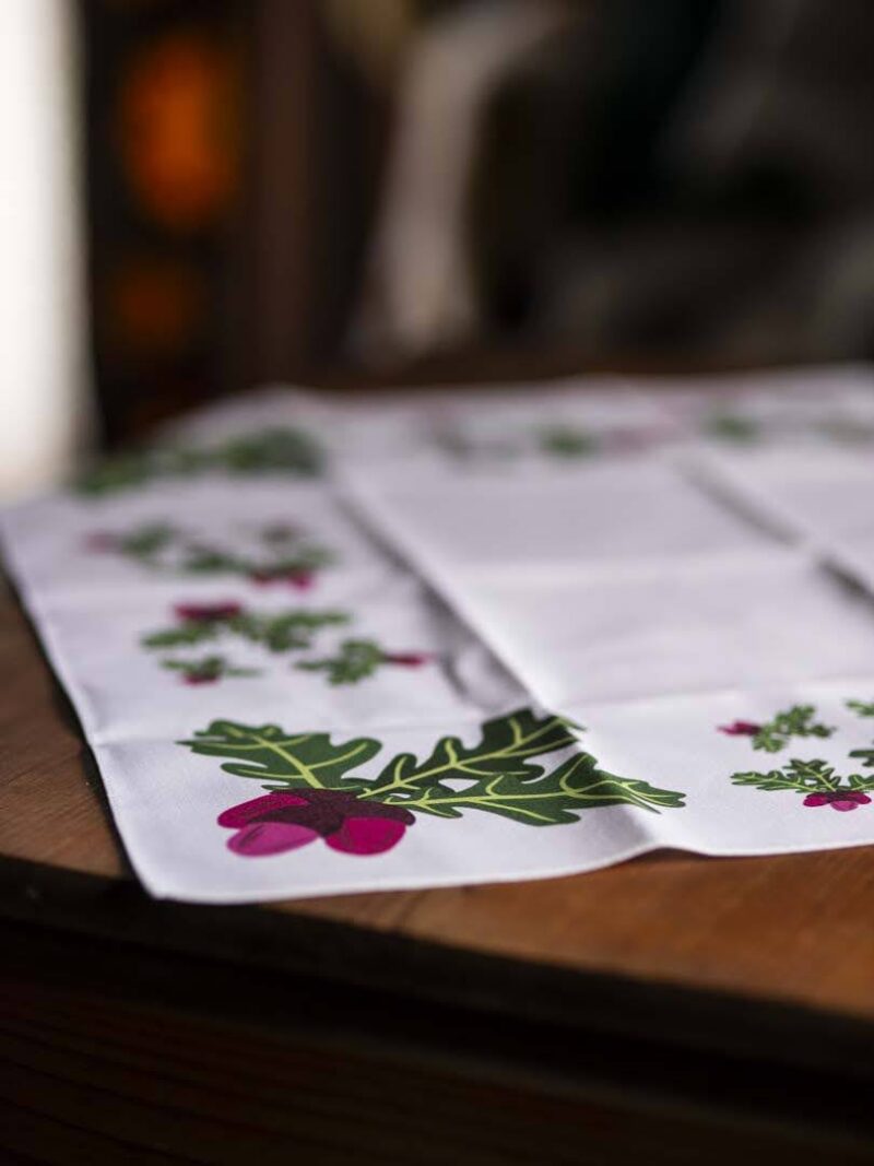 Cotton Tablecloths "Oak Leaf" 65x65 White - Image 4