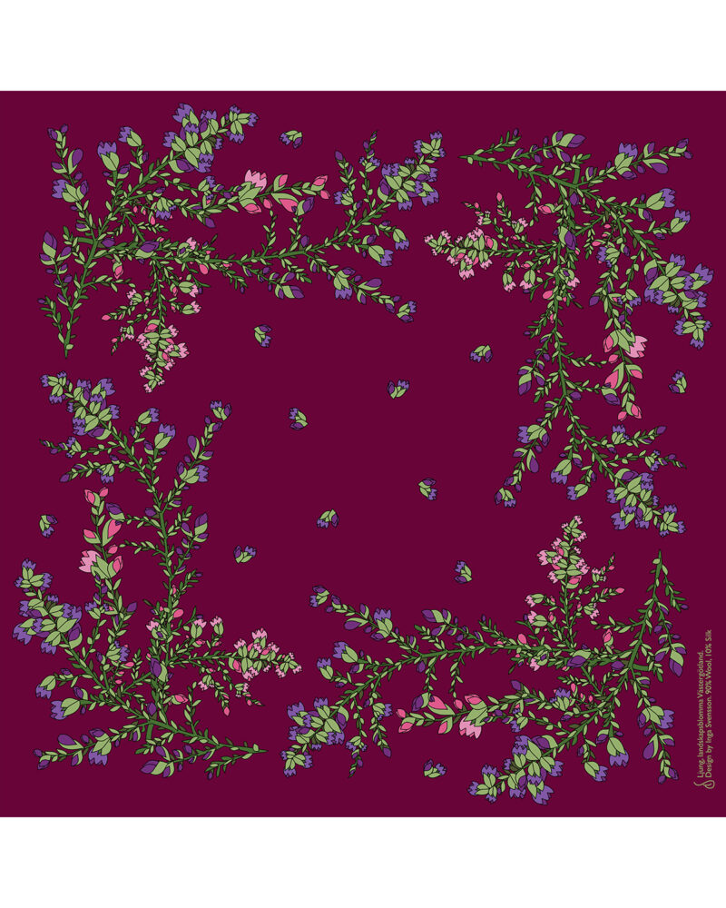 Wool Silk Scarf "Landskapsblommor, Ljung, Västergötland" 75x75 cm - Image 9