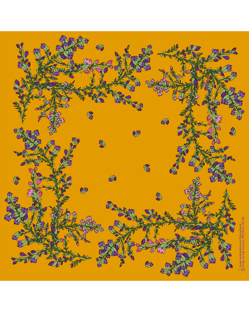 Wool Silk Scarf "Landskapsblommor, Ljung, Västergötland" 75x75 cm - Image 7