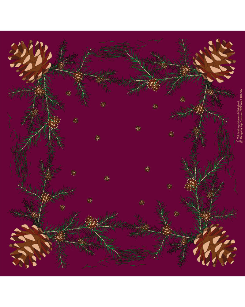 Wool Silk Scarf "Landskapsblommor, Tall, Hälsingland" 75x75 cm - Image 9