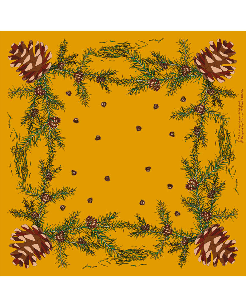 Wool Silk Scarf "Landskapsblommor, Tall, Hälsingland" 75x75 cm - Image 7