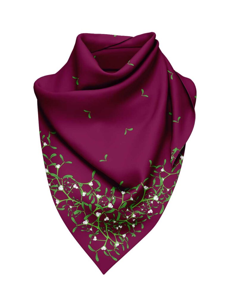 Wool Silk Scarf "Landskapsblommor, Mistel, Västmanland" 75x75 cm - Image 8