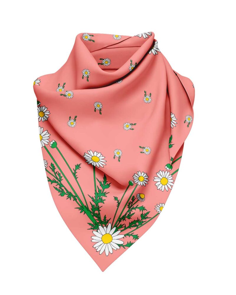 Wool Silk Scarf "Landskapsblommor, Prästkrage, Skåne" 75x75 cm - Image 12