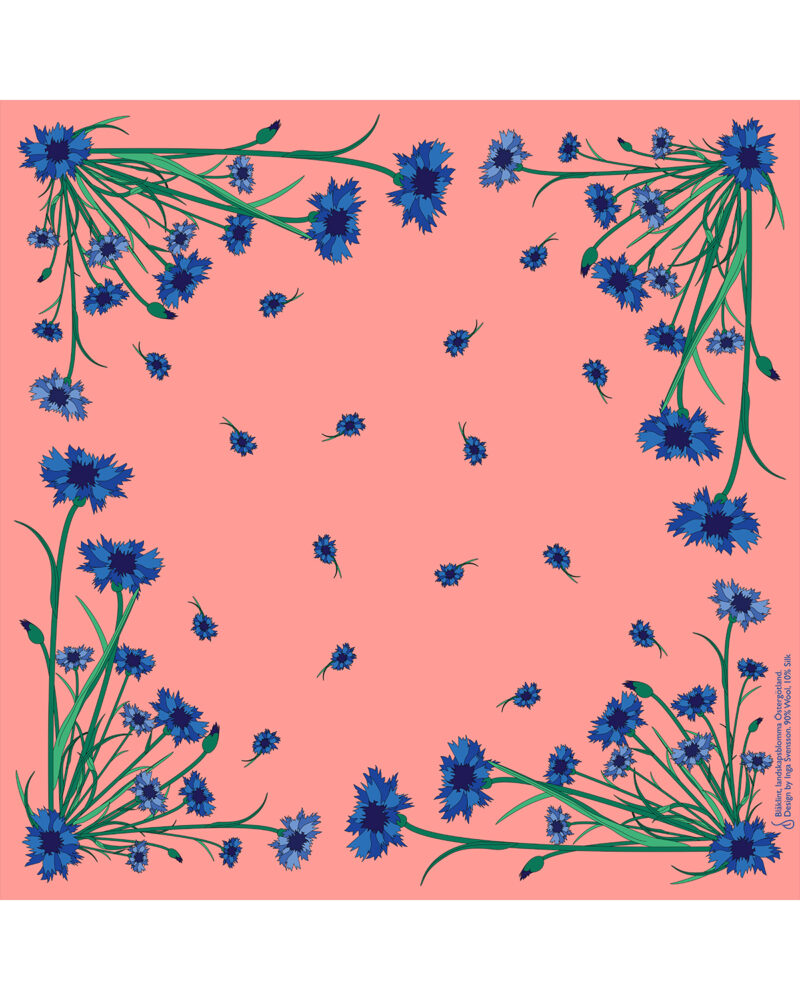 Wool Silk Scarf "Landskapsblommor, Blåklint, Östergötland" 75x75 cm - Image 13