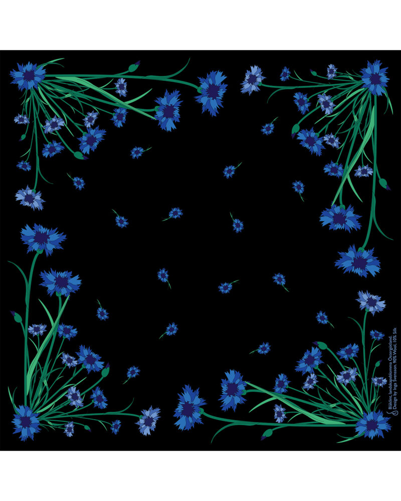 Wool Silk Scarf "Landskapsblommor, Blåklint, Östergötland" 75x75 cm - Image 5