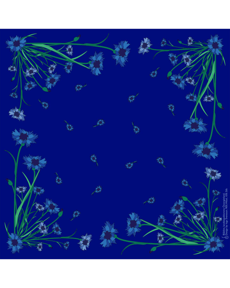 Wool Silk Scarf "Landskapsblommor, Blåklint, Östergötland" 75x75 cm - Image 11