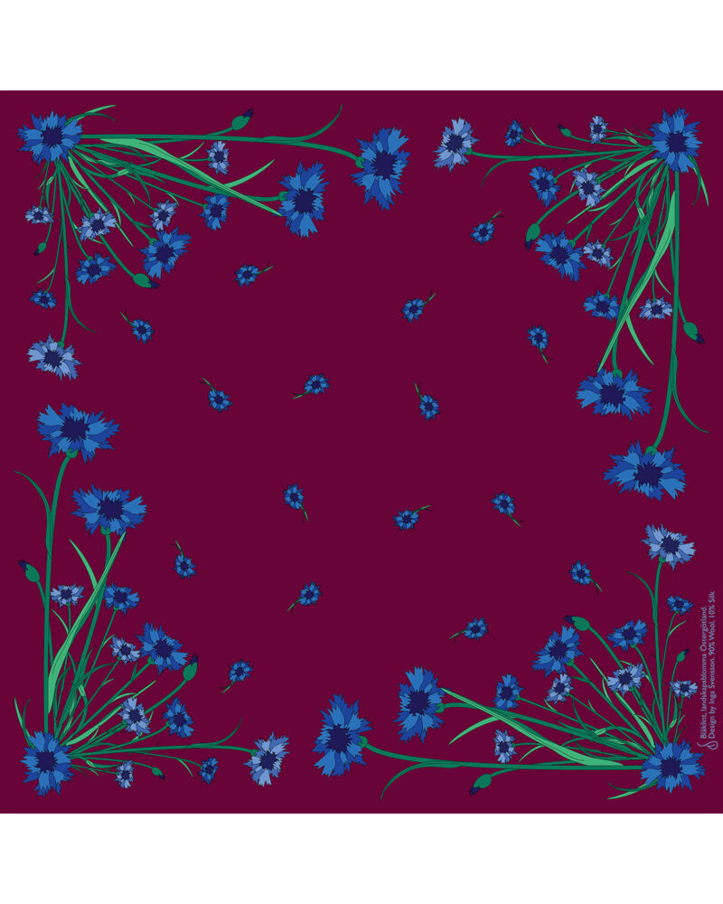 Wool Silk Scarf "Landskapsblommor, Blåklint, Östergötland" 75x75 cm - Image 9