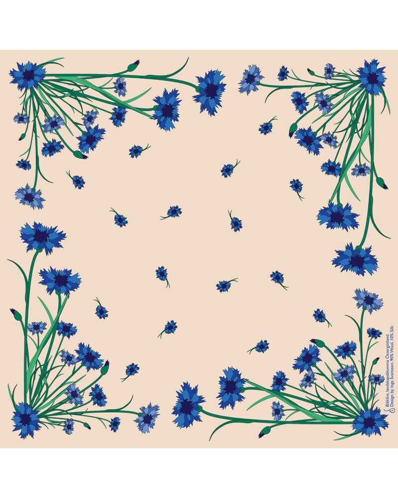 Wool Silk Scarf "Landskapsblommor, Blåklint, Östergötland" 75x75 cm - Image 3