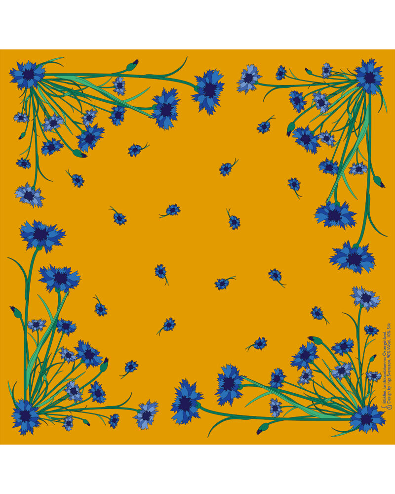 Wool Silk Scarf "Landskapsblommor, Blåklint, Östergötland" 75x75 cm - Image 7