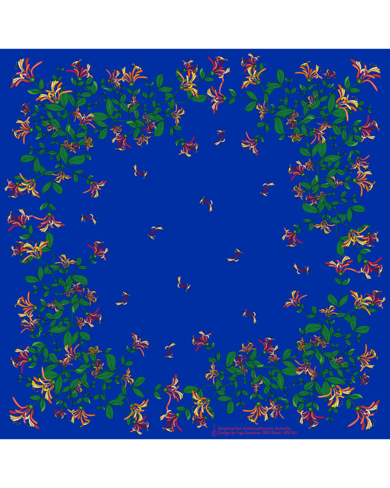 Wool Silk Scarf "Landskapsblommor, Vildkaprifol, Bohuslän" 75x75 cm - Image 10