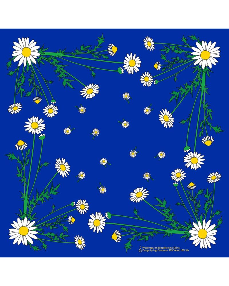 Wool Silk Scarf "Landskapsblommor, Prästkrage, Skåne" 75x75 cm - Image 11