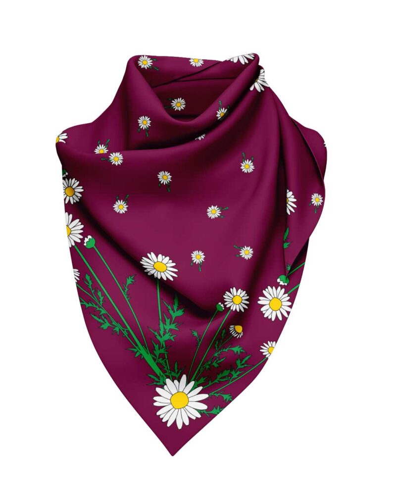 Wool Silk Scarf "Landskapsblommor, Prästkrage, Skåne" 75x75 cm - Image 8