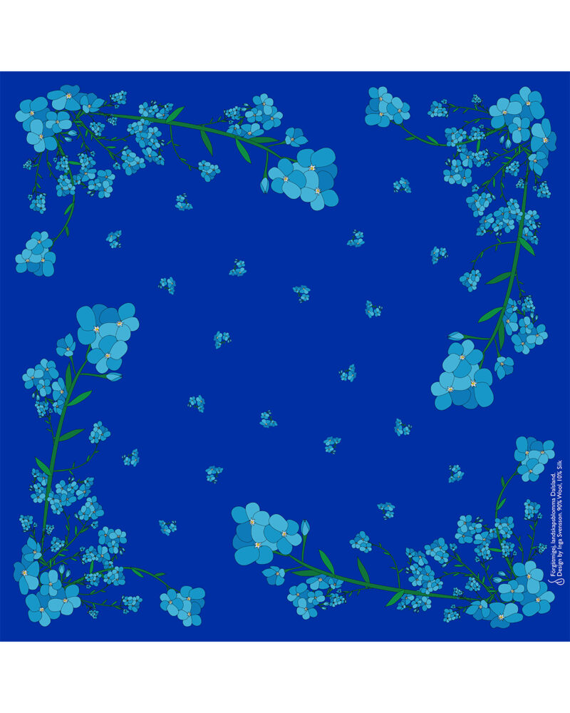 Wool Silk Scarf "Landskapsblommor, Förgätmigej, Dalsland" 75x75 cm - Image 10