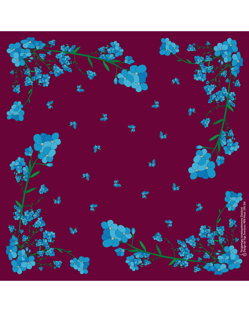 Wool Silk Scarf "Landskapsblommor, Förgätmigej, Dalsland" 75x75 cm - Image 8