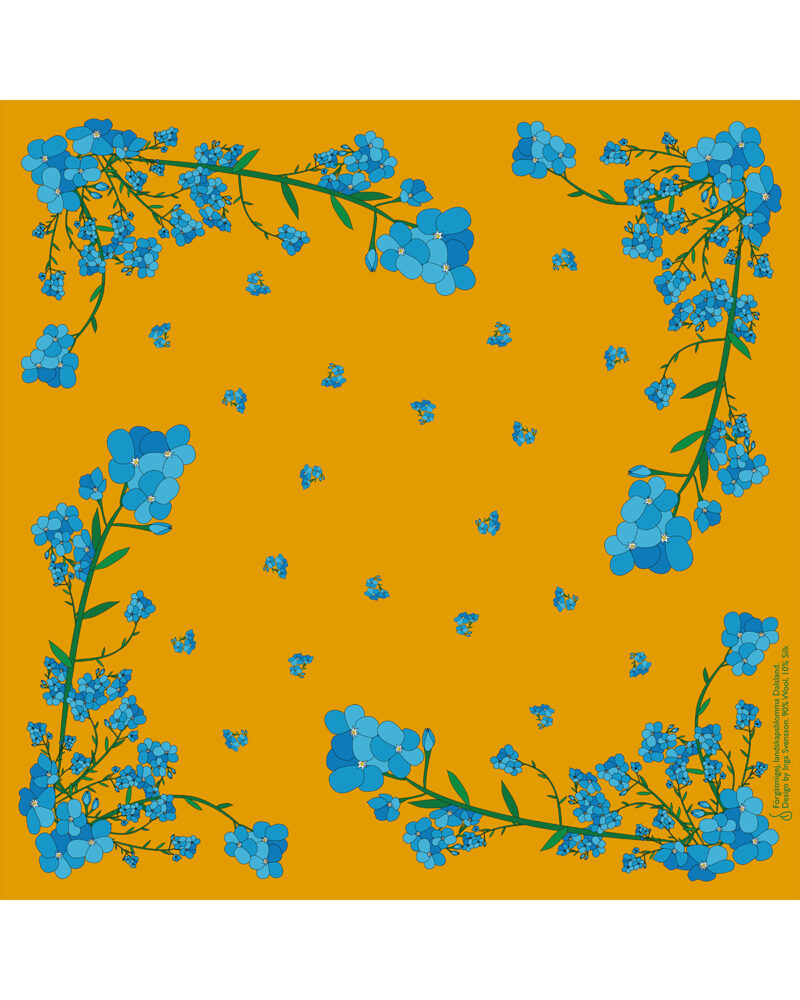 Wool Silk Scarf "Landskapsblommor, Förgätmigej, Dalsland" 75x75 cm - Image 6