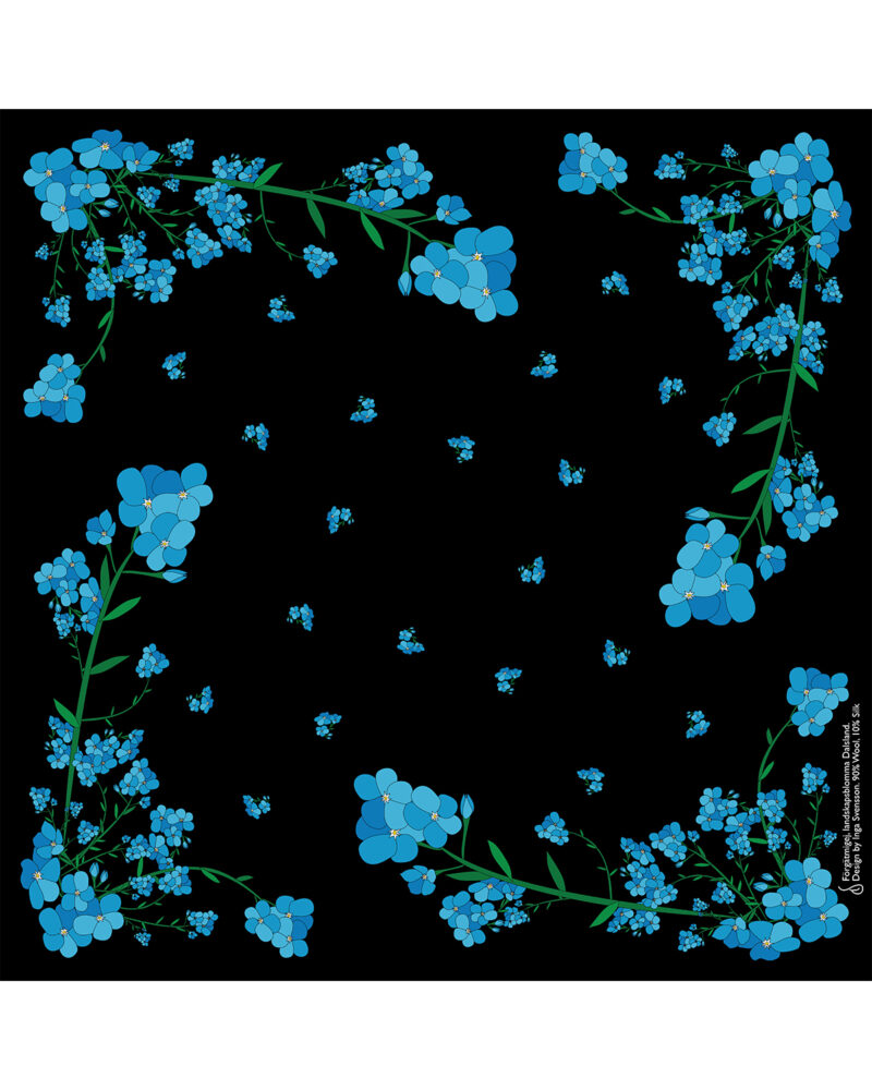 Wool Silk Scarf "Landskapsblommor, Förgätmigej, Dalsland" 75x75 cm - Image 4