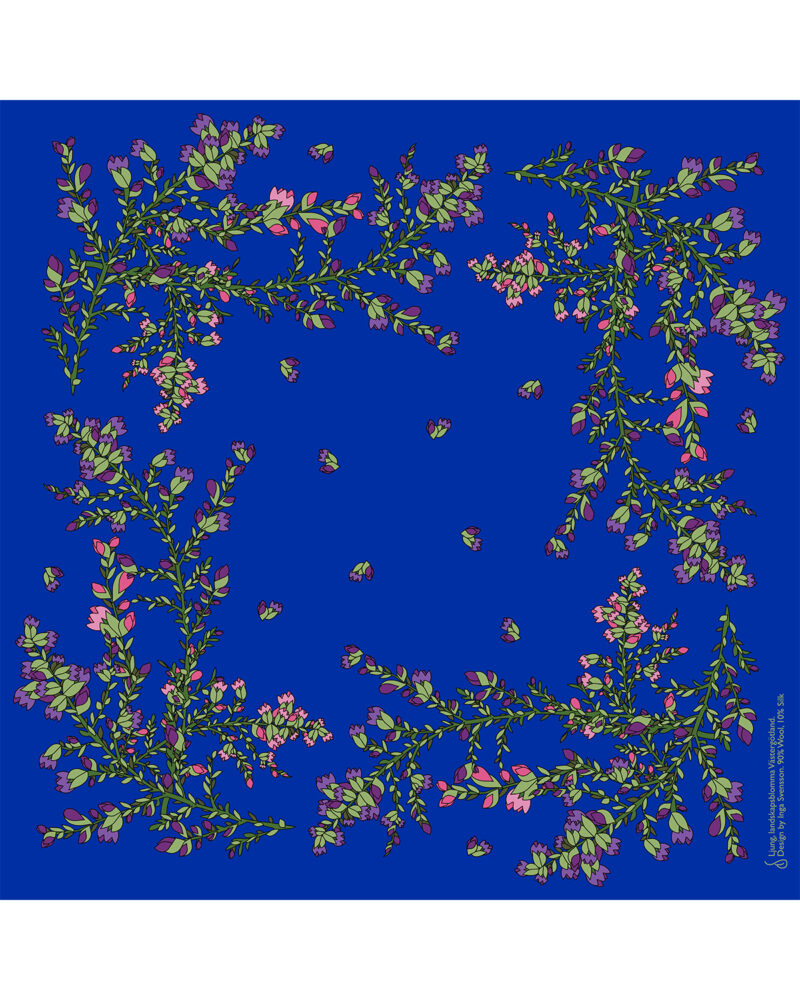 Wool Silk Scarf "Landskapsblommor, Ljung, Västergötland" 75x75 cm - Image 11