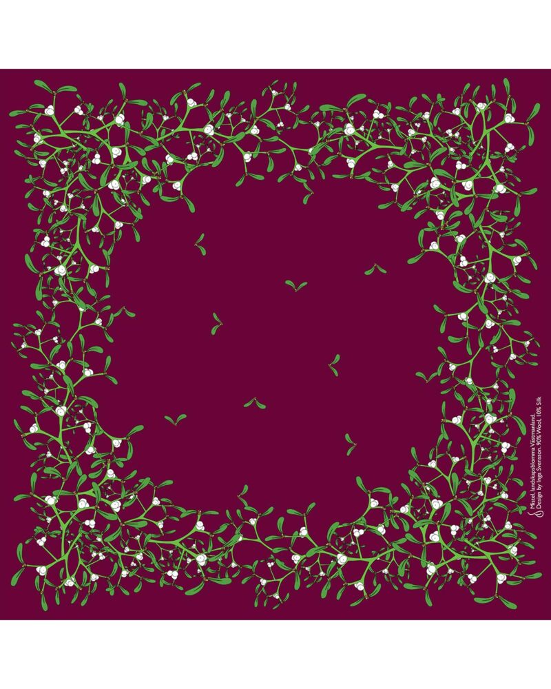 Wool Silk Scarf "Landskapsblommor, Mistel, Västmanland" 75x75 cm - Image 9